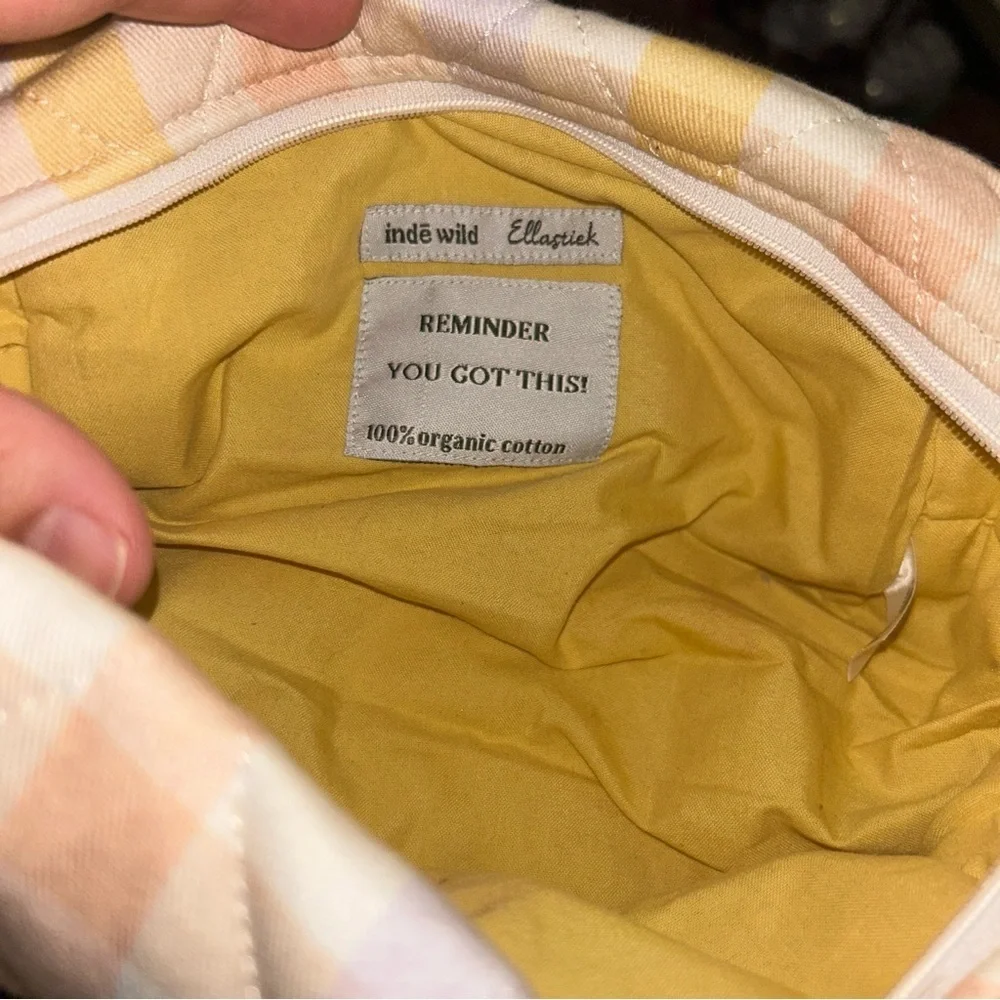 Plaid Cosmetic Bag by Indigo Wild - Yellow and Pink